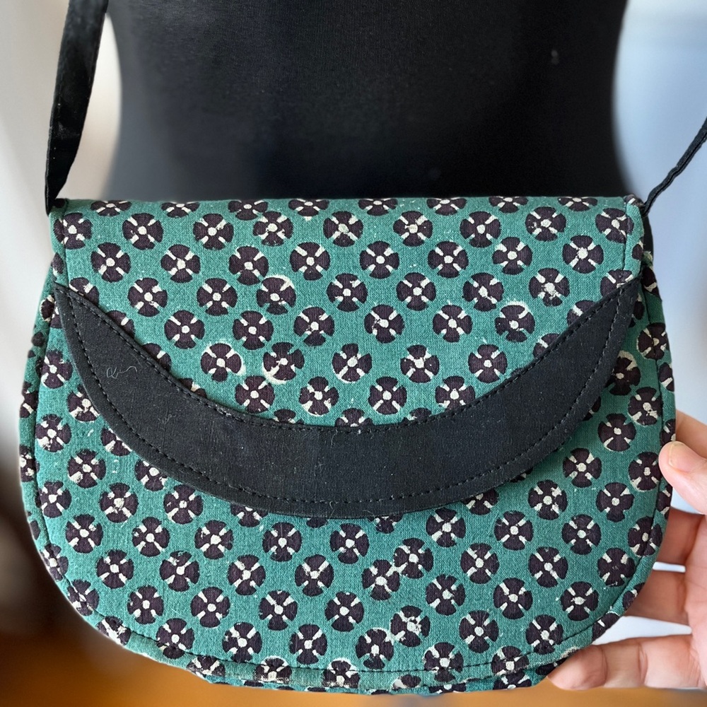 Indian Block Print Bag Small Purse Crossbody Shoulder Vintage Artisan Geometric